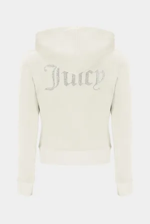 CREAM CLASSIC VELOUR DIAMANTÉ ROBERTSON HOODIE
