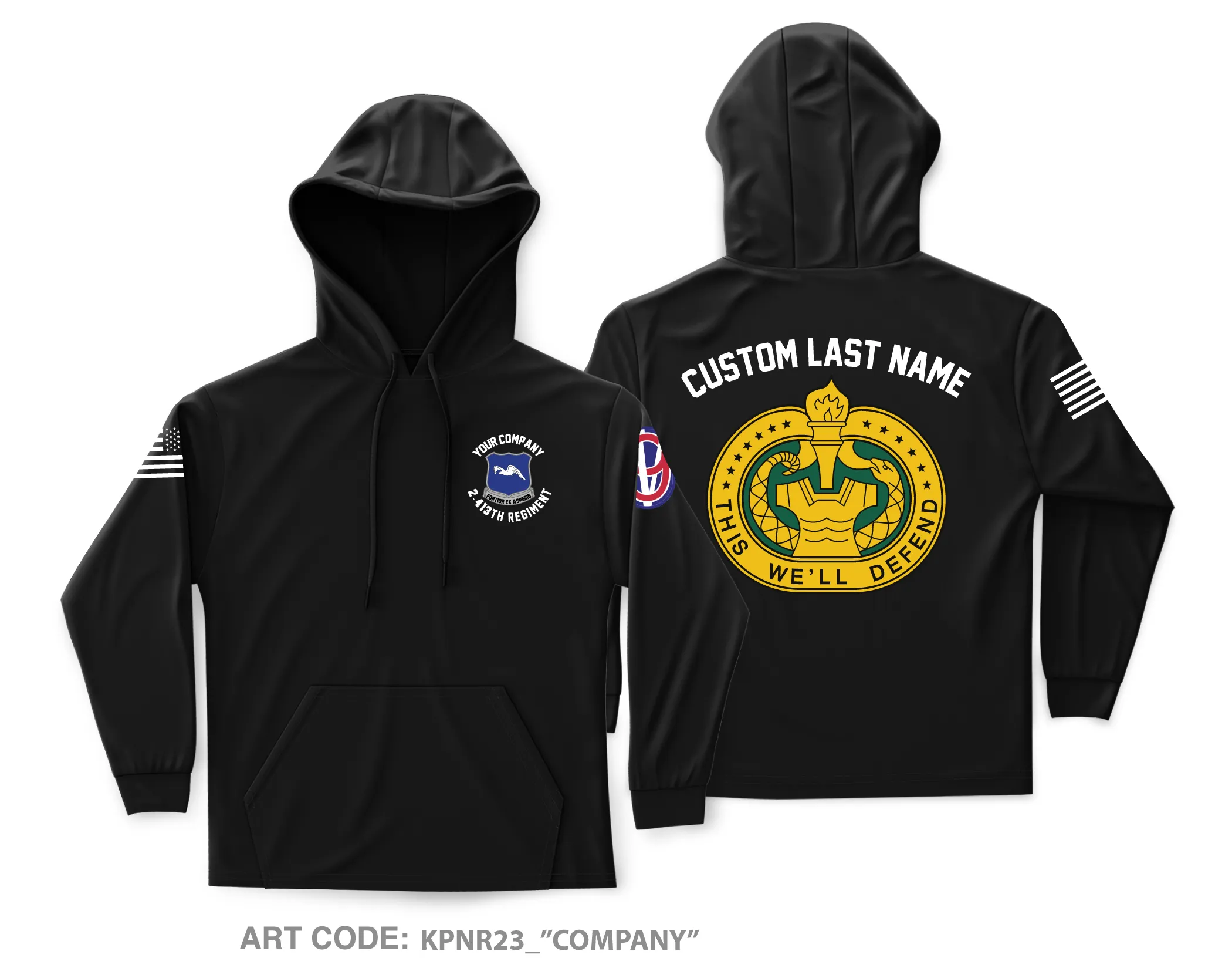 CUSTOM 2-413th Regiment  Core Men's Hooded Performance Sweatshirt - KPNR23