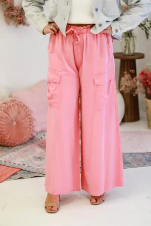 Cute in Comfort Wide Leg Pants in Pink