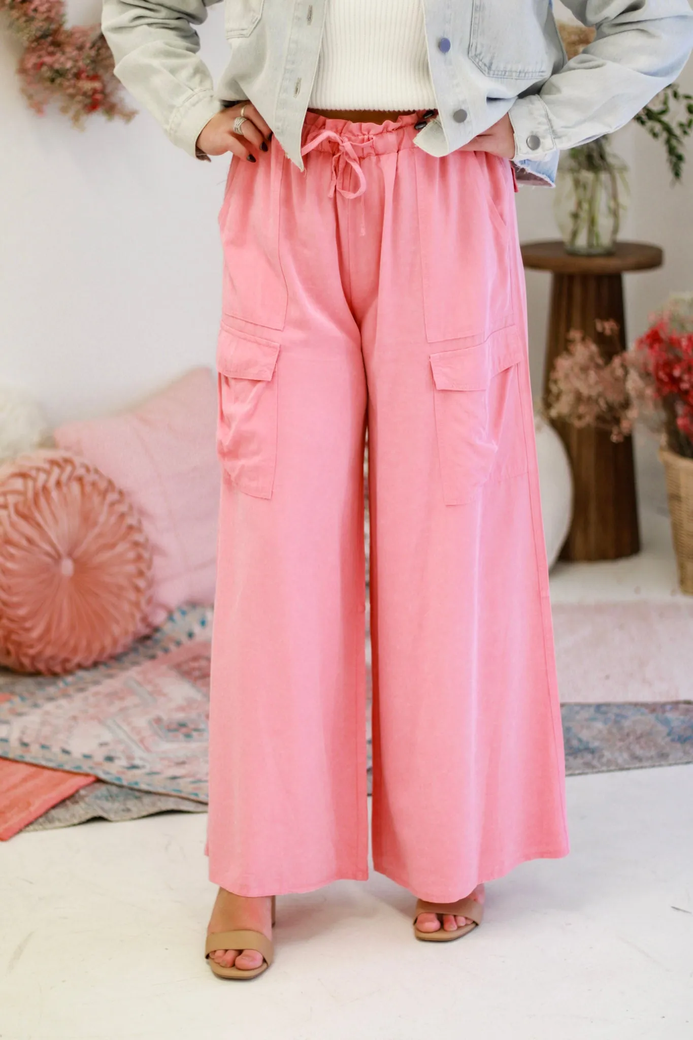 Cute in Comfort Wide Leg Pants in Pink