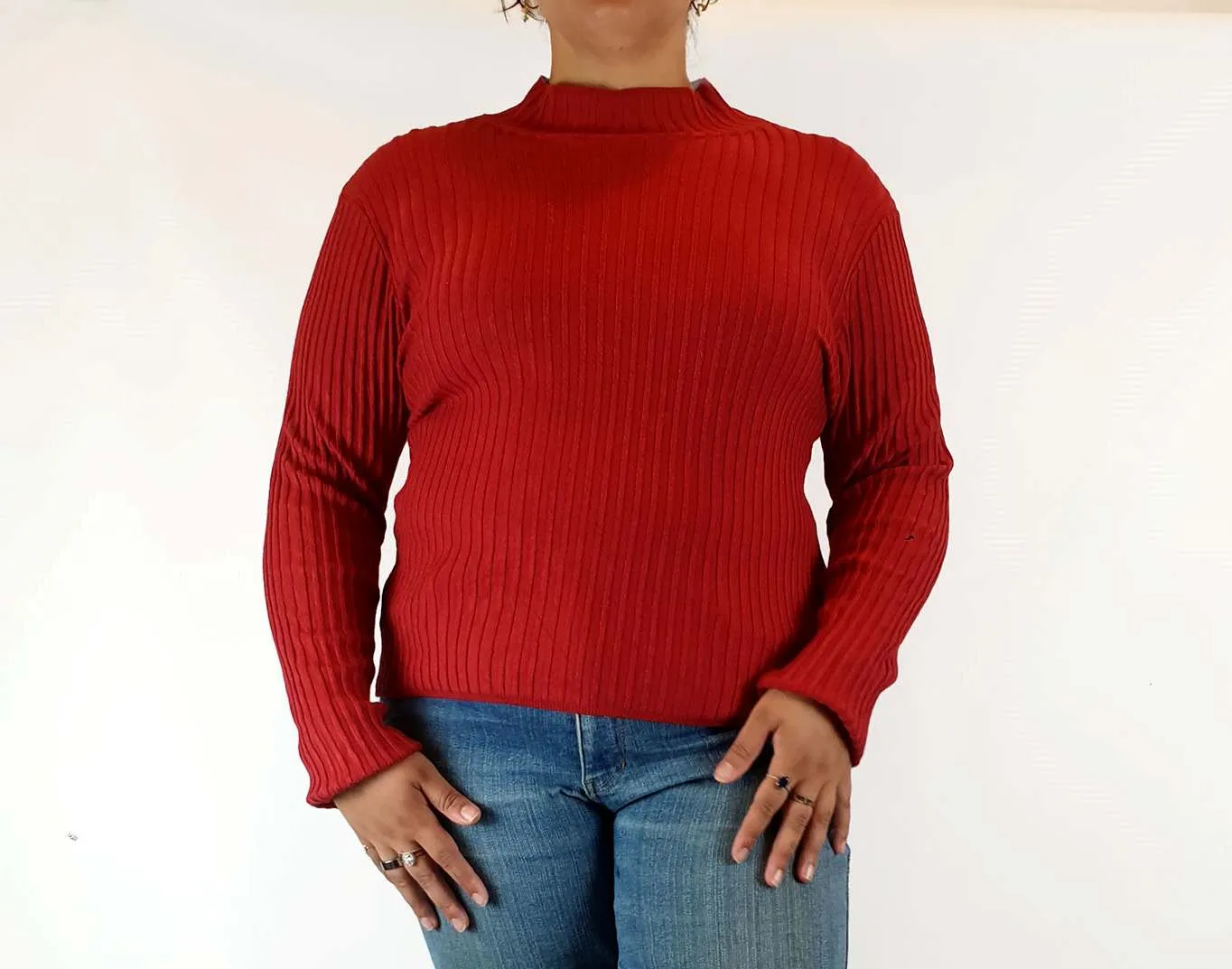 Dangerfield red ribbed knit jumper size 16
