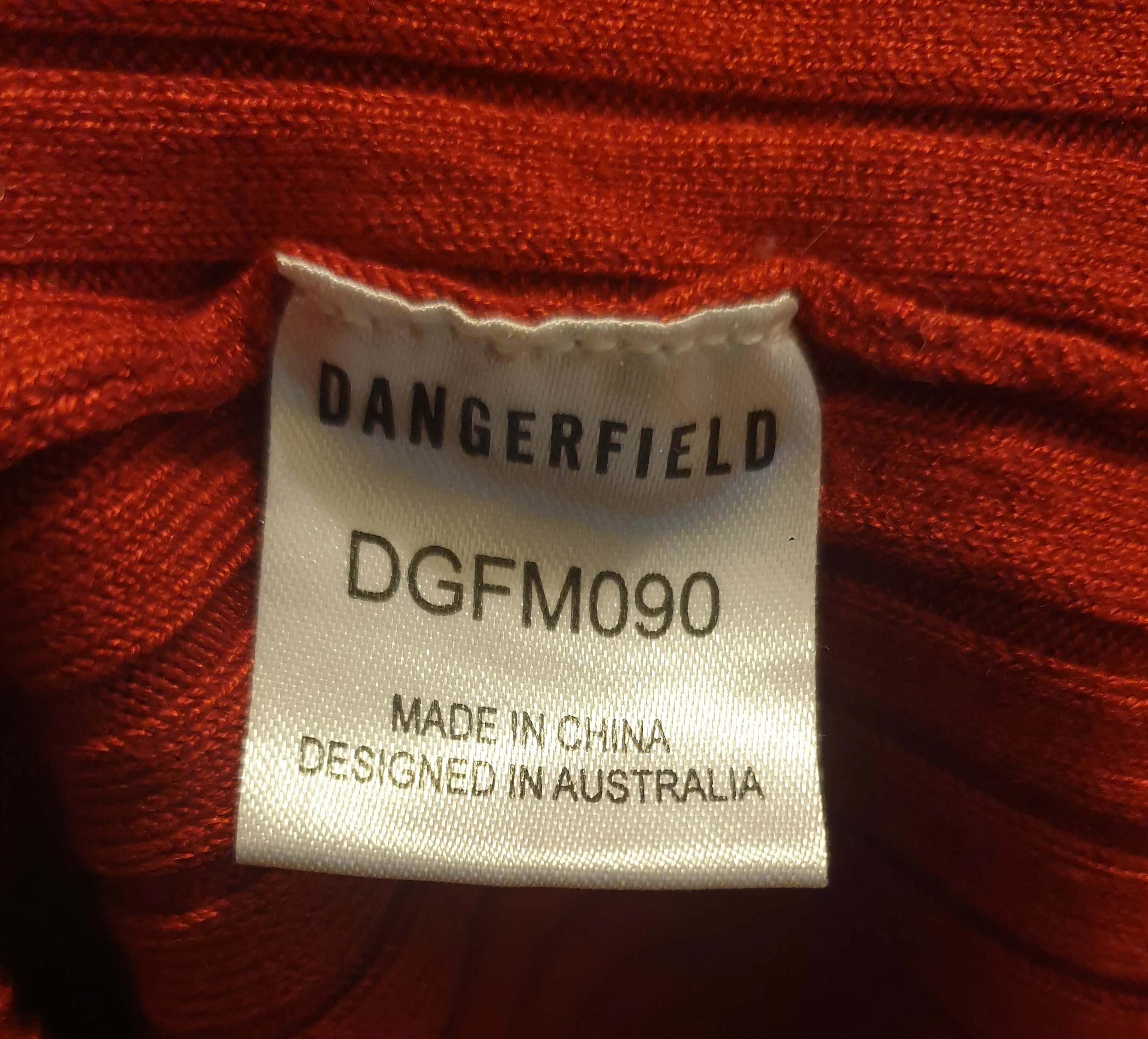 Dangerfield red ribbed knit jumper size 16