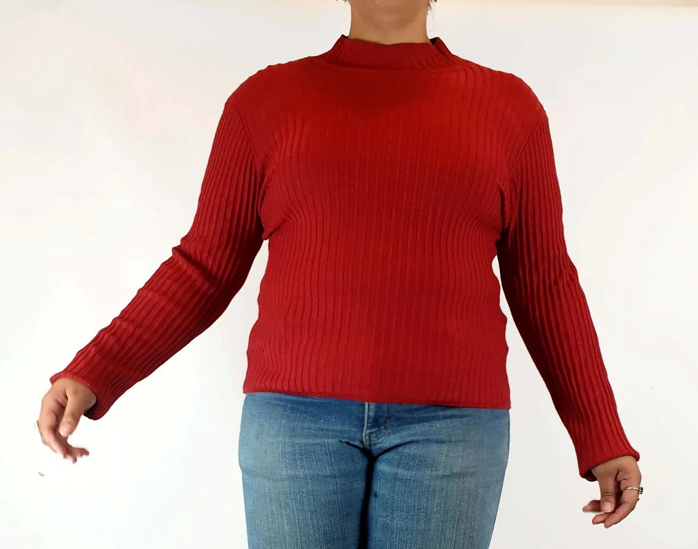 Dangerfield red ribbed knit jumper size 16