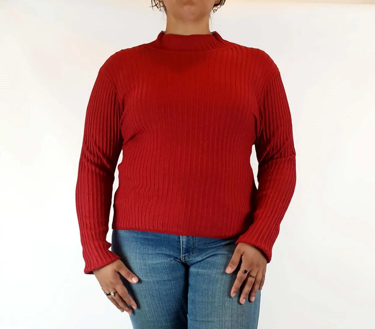Dangerfield red ribbed knit jumper size 16