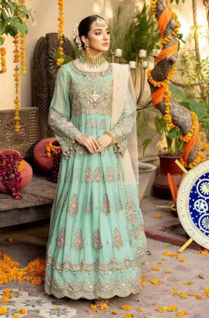 Deepak Perwani Pakistani Maxi Dress in Sky Blue Color #PF38