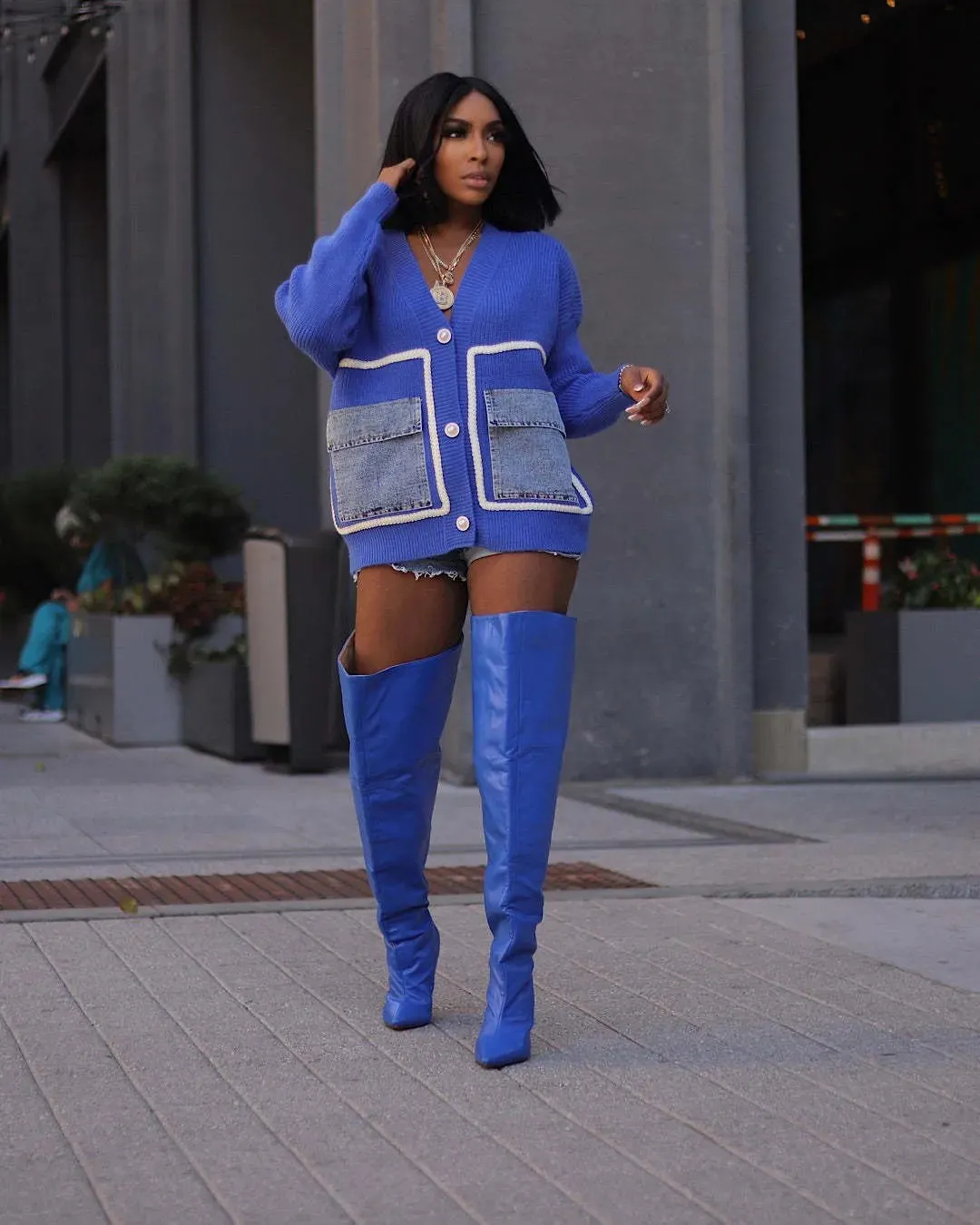Denim loose sweater