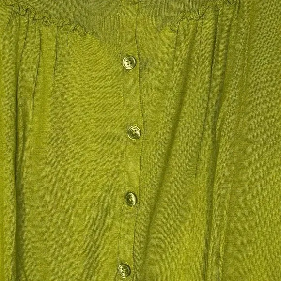 DKNYC Green Women's Button-Up Silk/Cotton Cardigan
