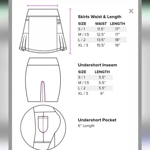 Dona Jo Glide Skort Golf  Pickleball Tennis Skirt Shorts Pockets in Kelaya SzSm