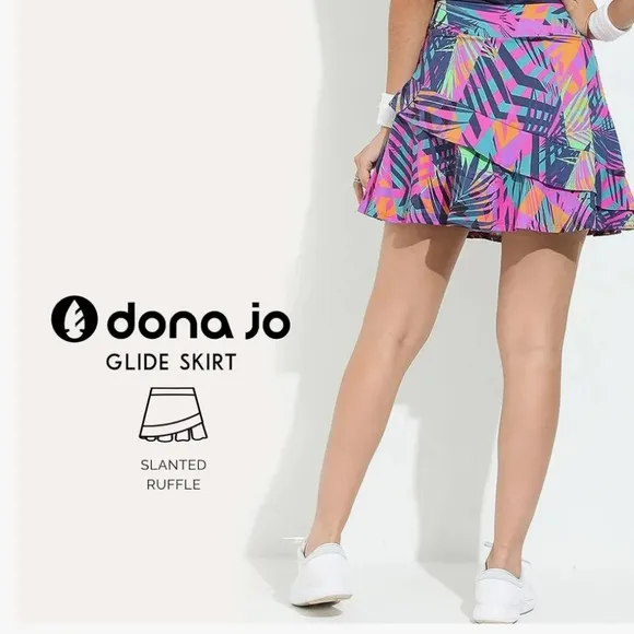 Dona Jo Glide Skort Golf  Pickleball Tennis Skirt Shorts Pockets in Kelaya SzSm