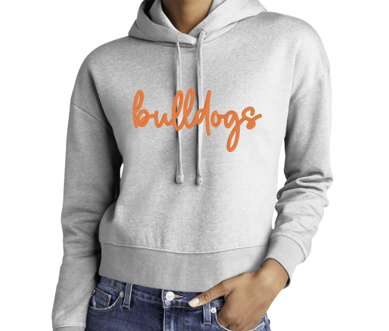 DT6101- *CUSTOMIZE ME* PUFF EMBROIDERED- Custom Mascot- Ladies fit Crop Hoodies (may want to size up 1 for extra length)