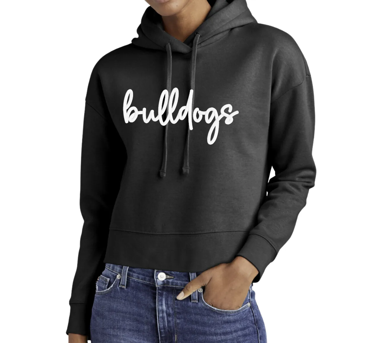 DT6101- *CUSTOMIZE ME* PUFF EMBROIDERED- Custom Mascot- Ladies fit Crop Hoodies (may want to size up 1 for extra length)