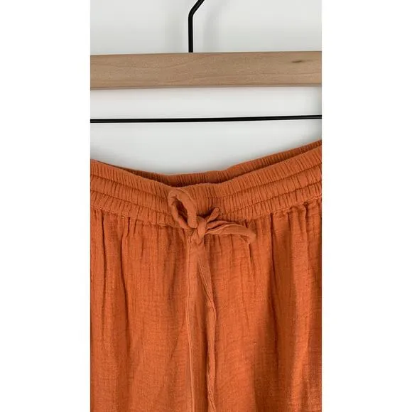 Echo Womens Double Gauze Tiered Breeze Skirt Size Large Sienna Orange Maxi New