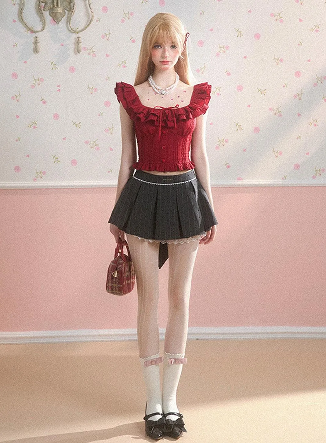 Elegant Gray Pleated A-Line Skirt