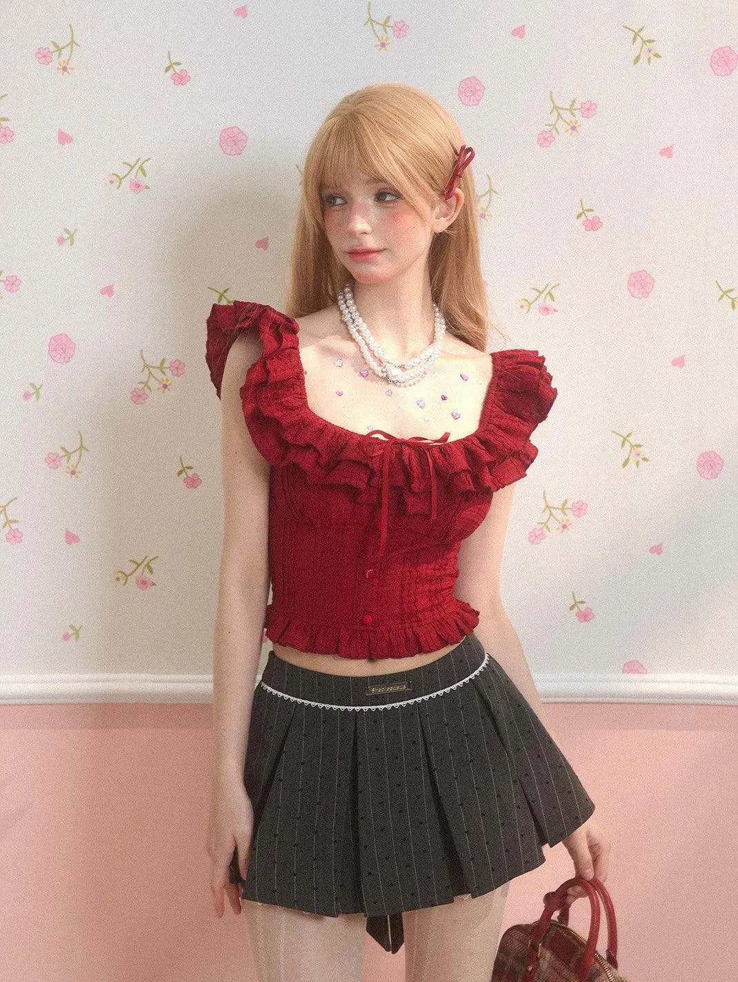 Elegant Gray Pleated A-Line Skirt