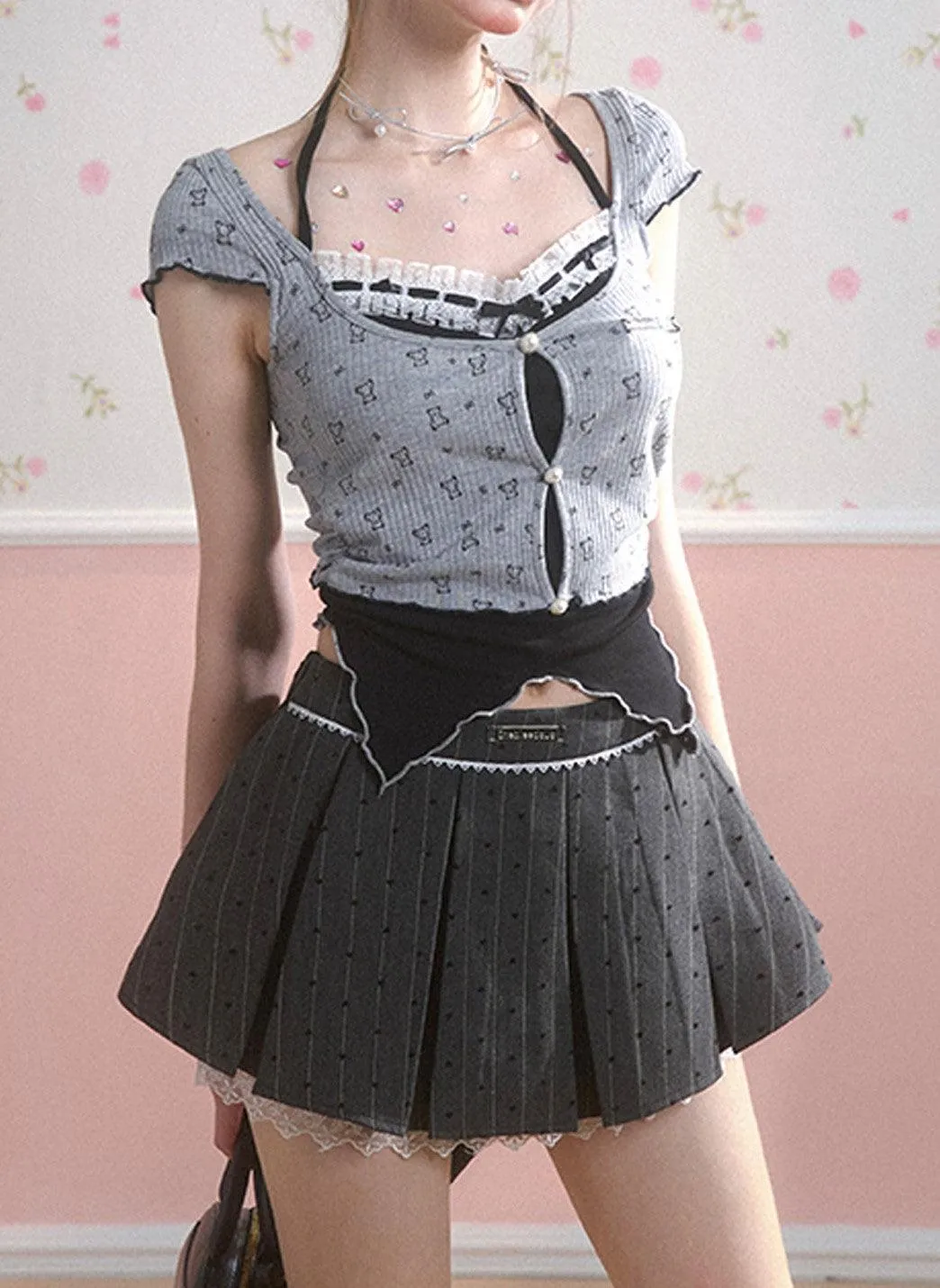 Elegant Gray Pleated A-Line Skirt