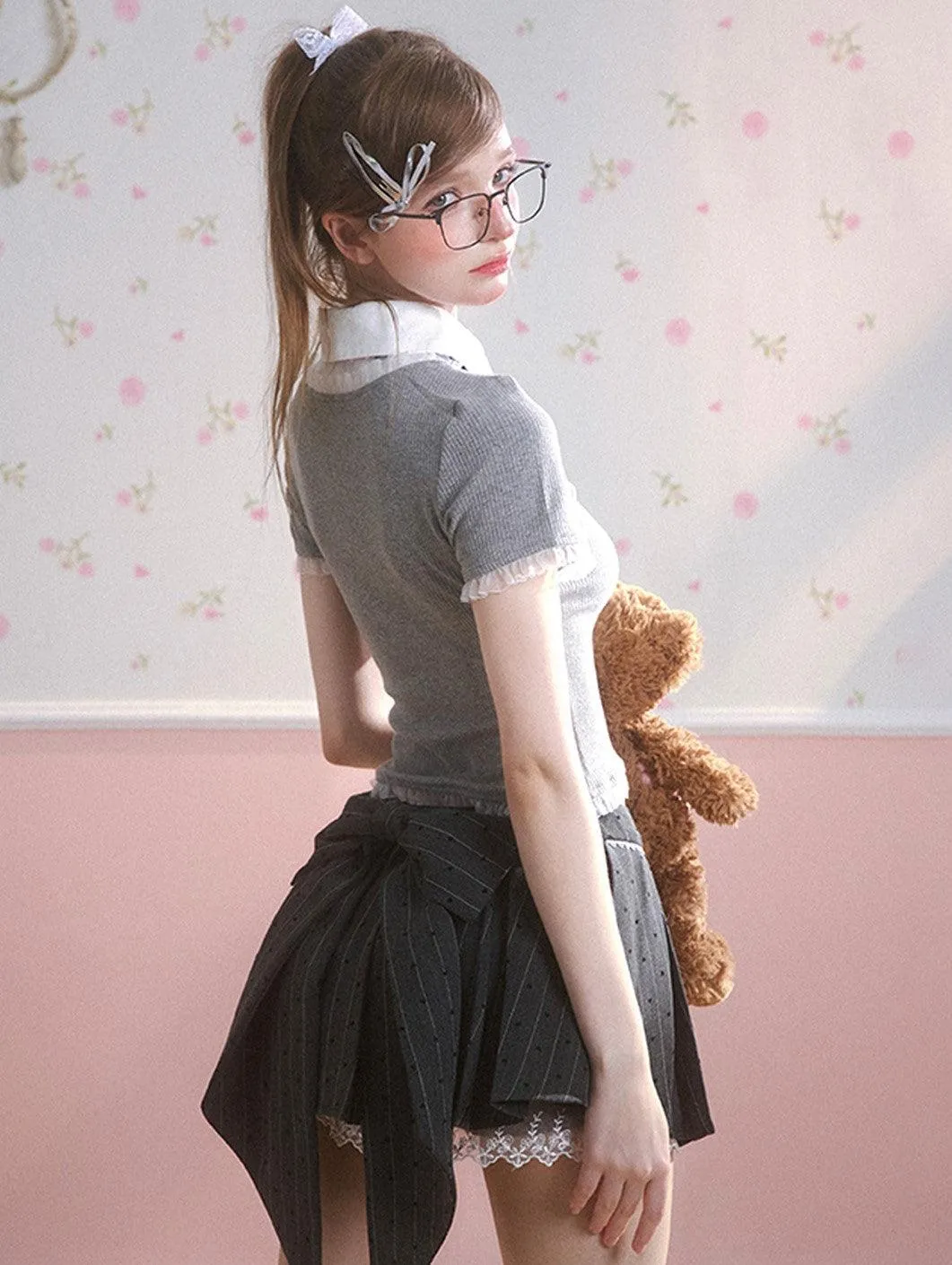 Elegant Gray Pleated A-Line Skirt
