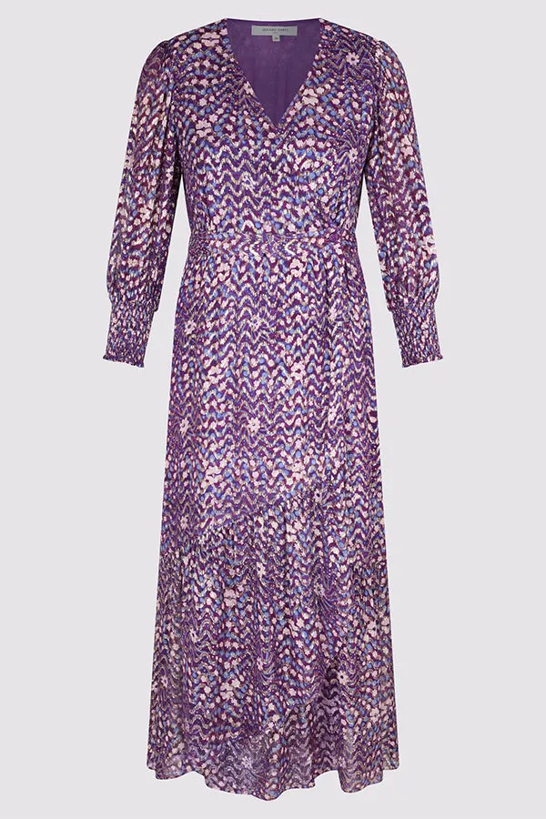 ENZA PARMA FLORAL PRINT MUSLIN LUREX MAXI DRESS