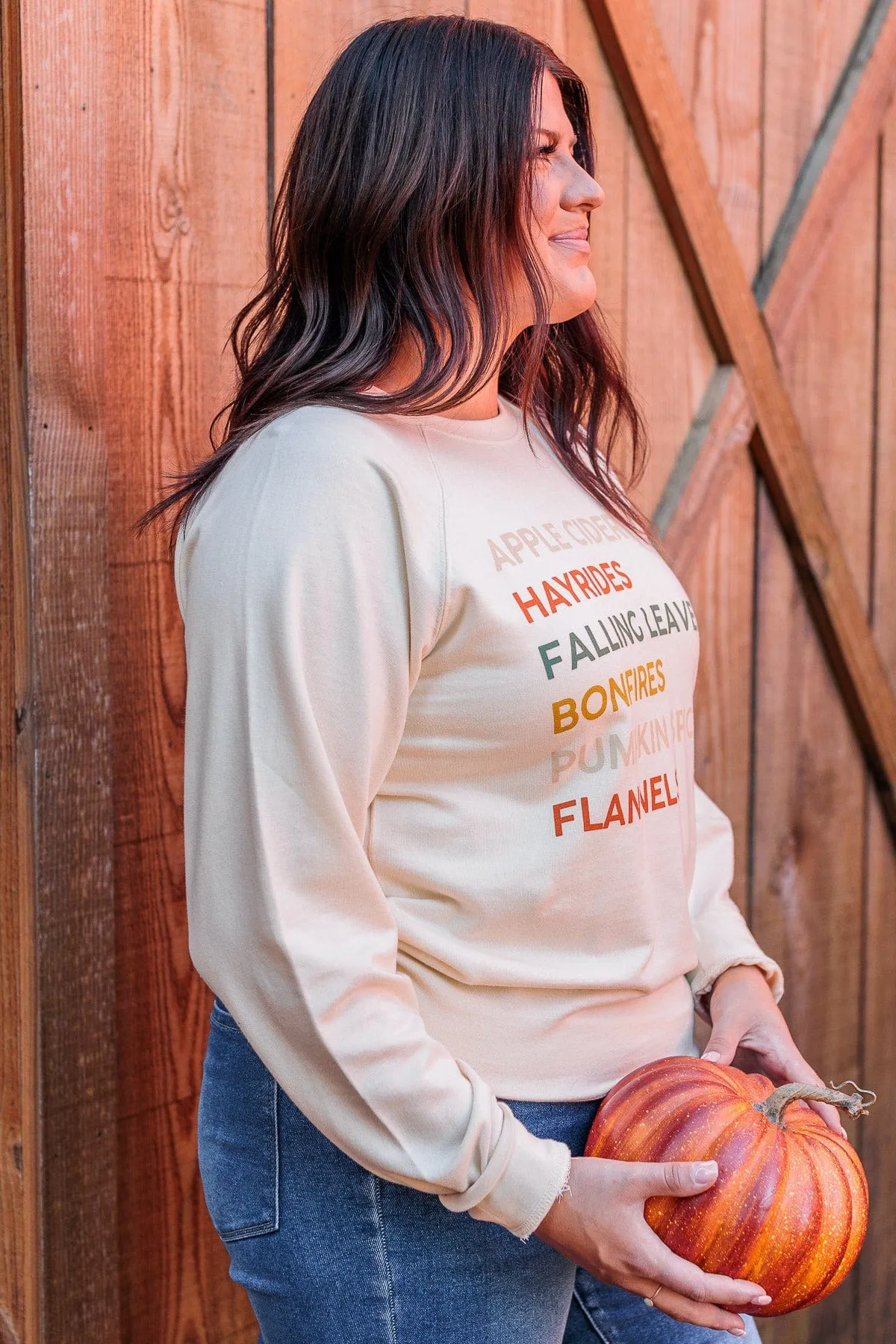 Fall Favorites Long Sleeve Graphic Top- Cream