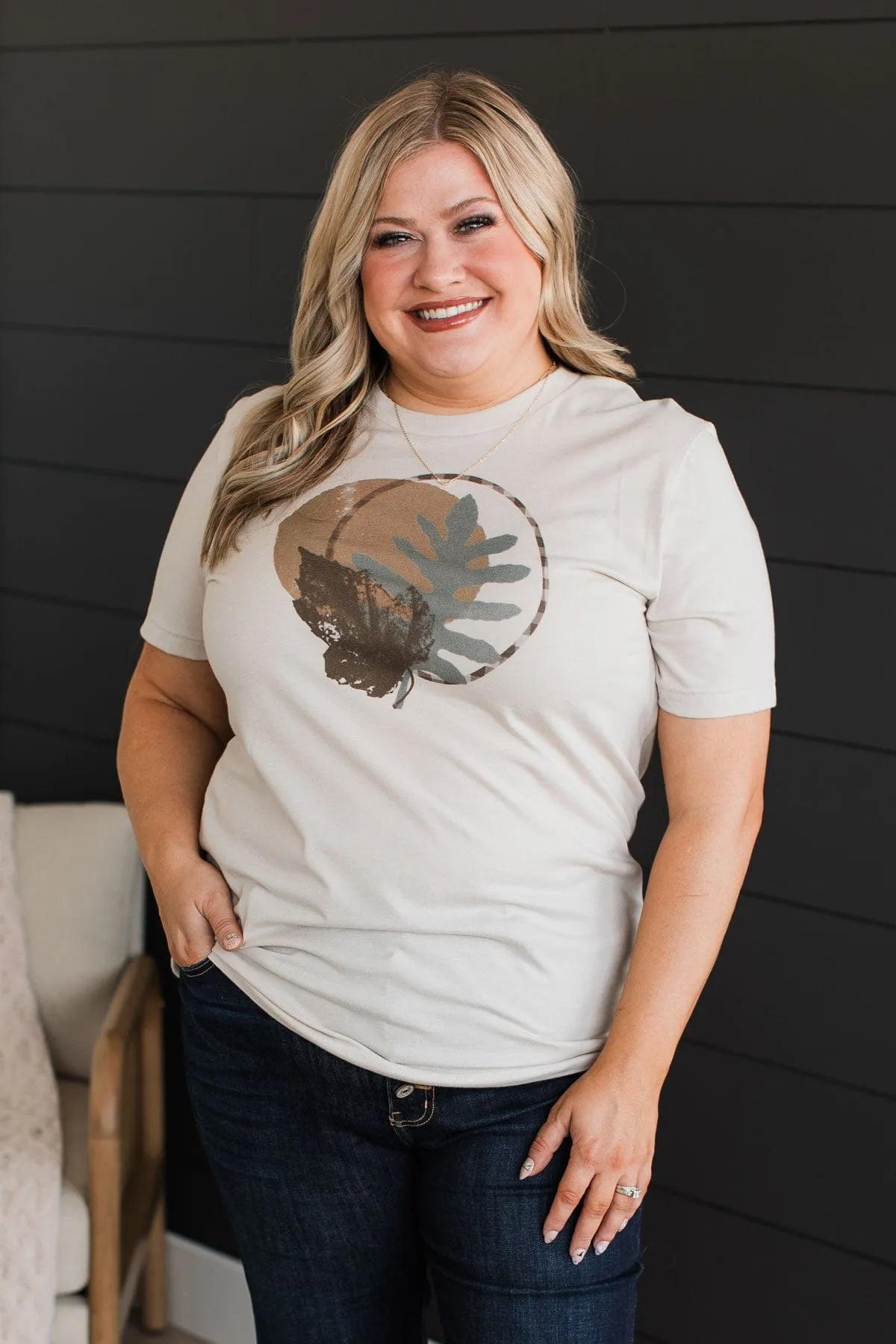 Fall Into You Graphic Tee- Light Taupe