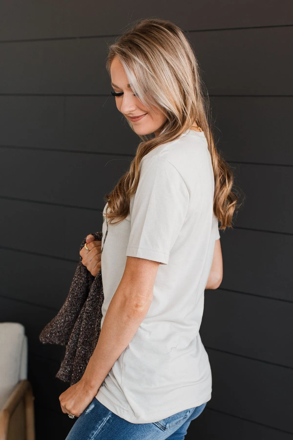 Fall Into You Graphic Tee- Light Taupe