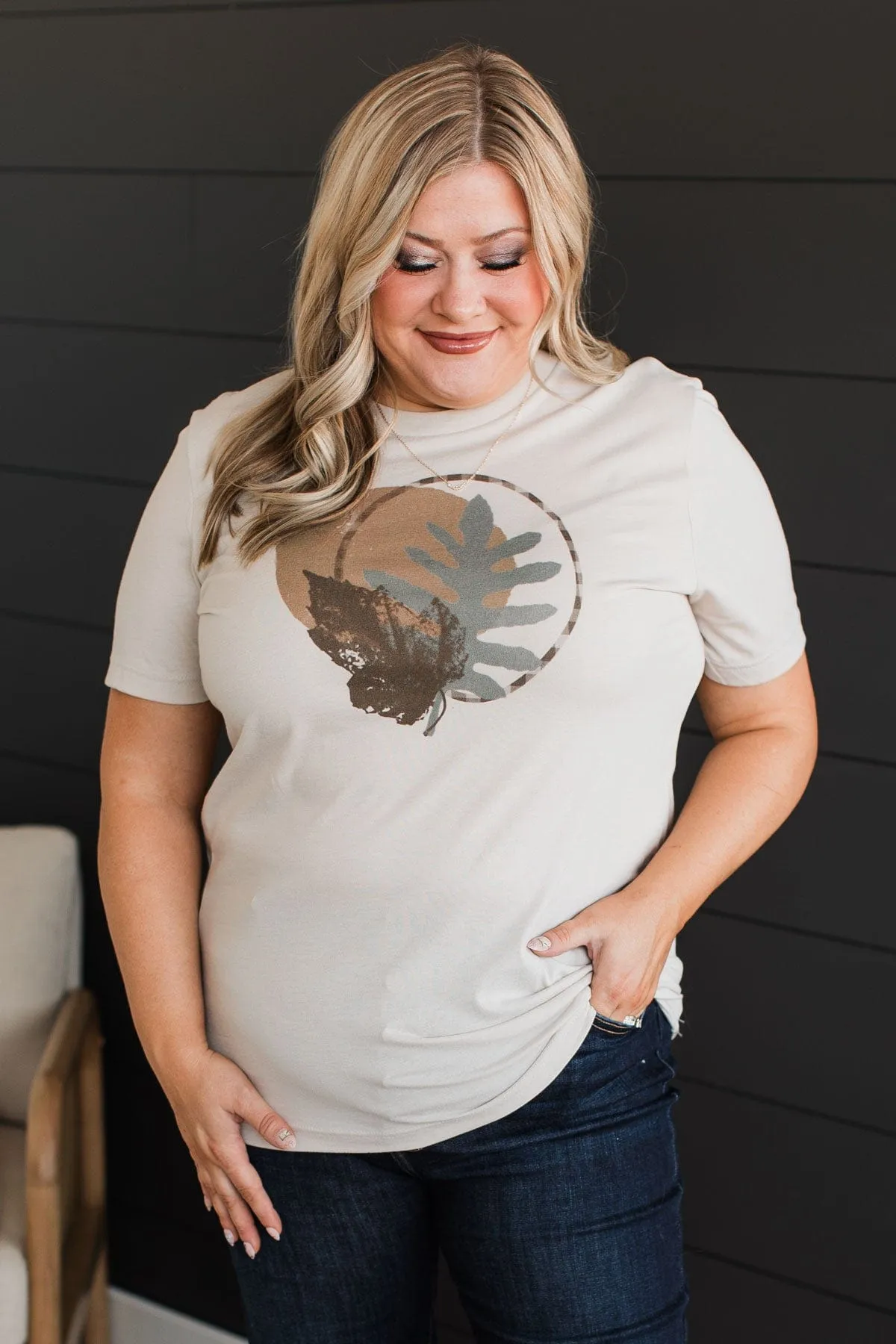 Fall Into You Graphic Tee- Light Taupe