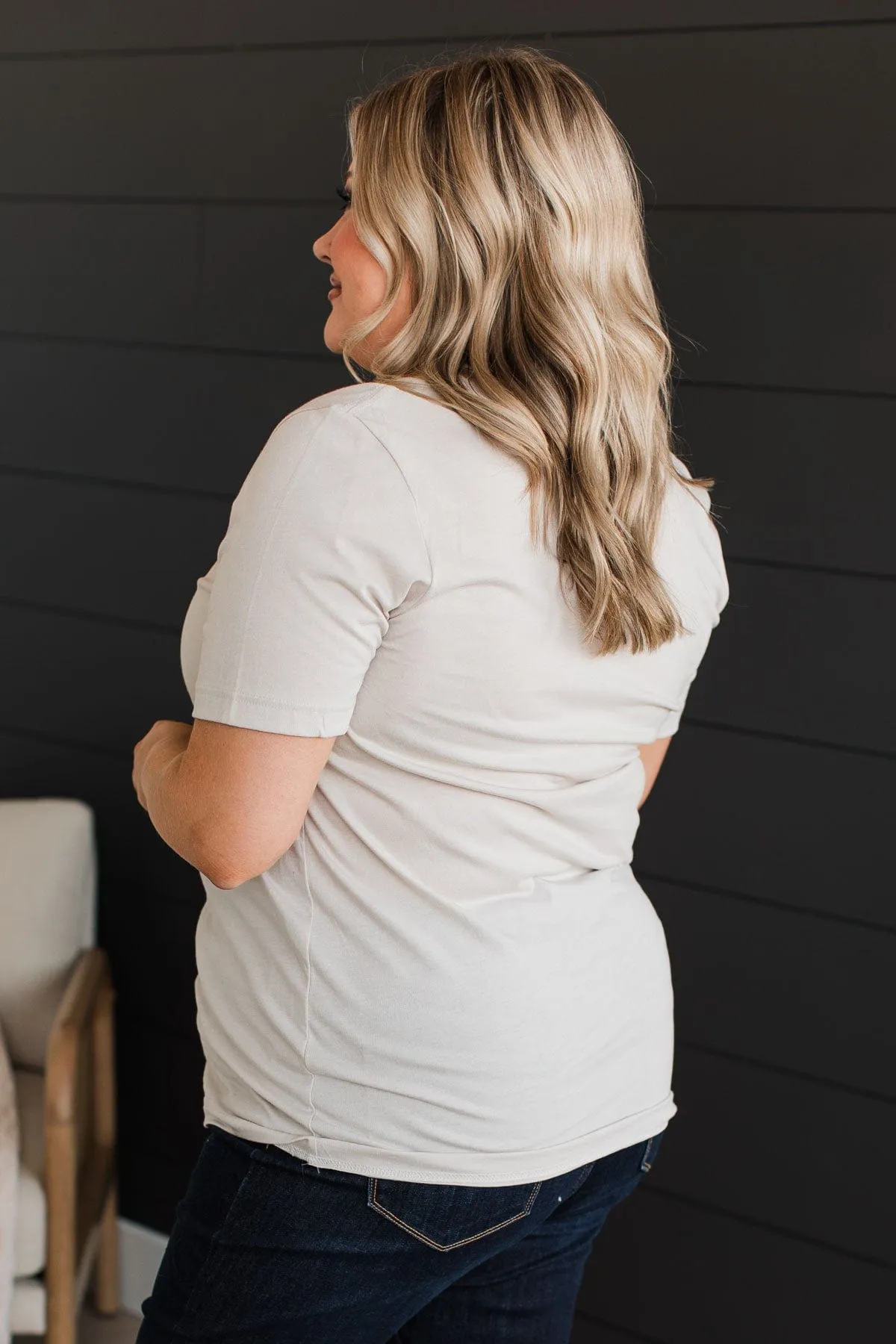 Fall Into You Graphic Tee- Light Taupe