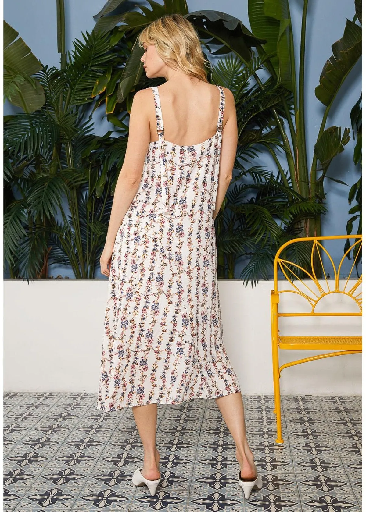 Floral V-Neck Sleeveless Maxi Dress