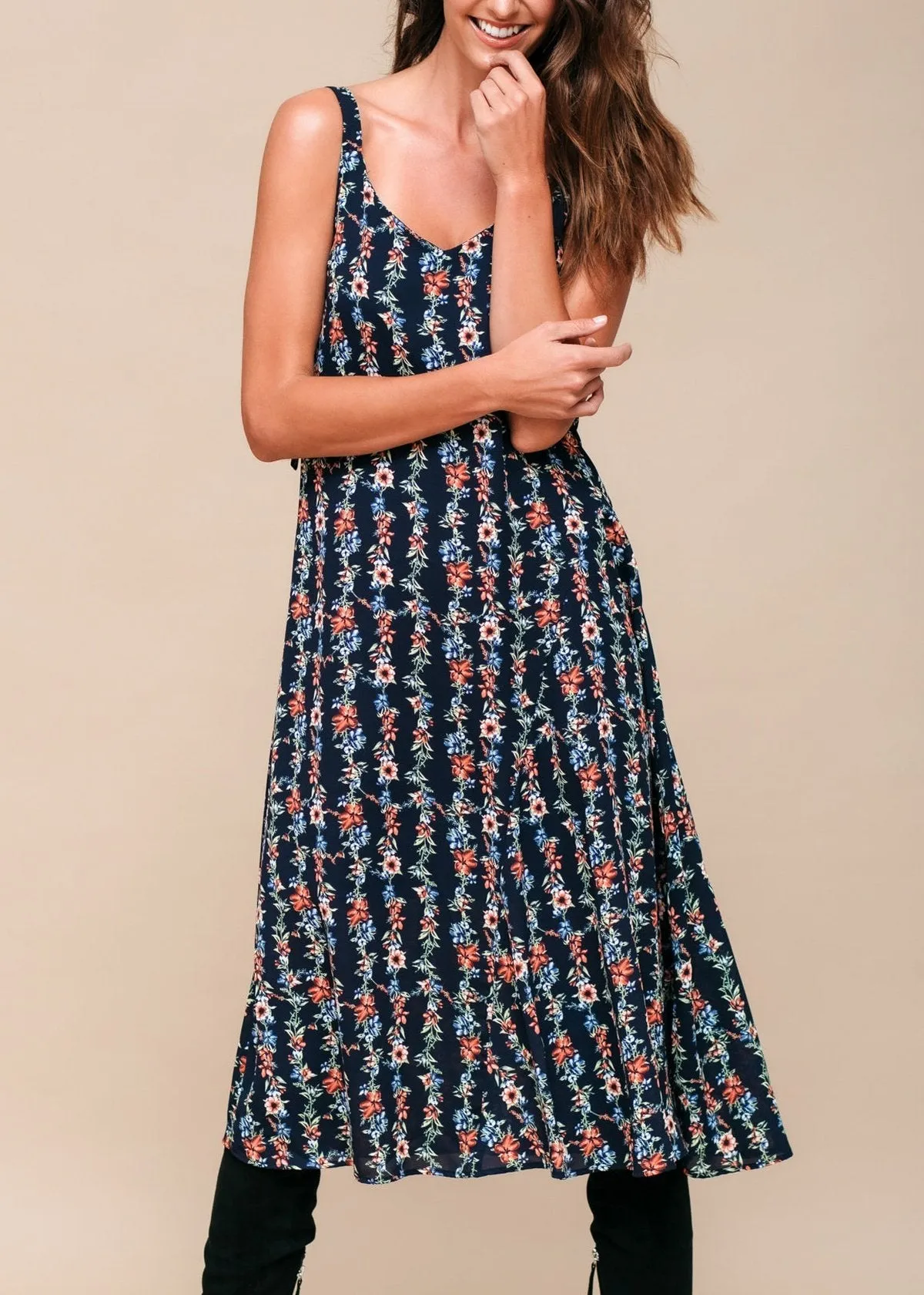 Floral V-Neck Sleeveless Maxi Dress