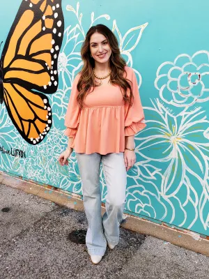 Flouce Top: Papaya
