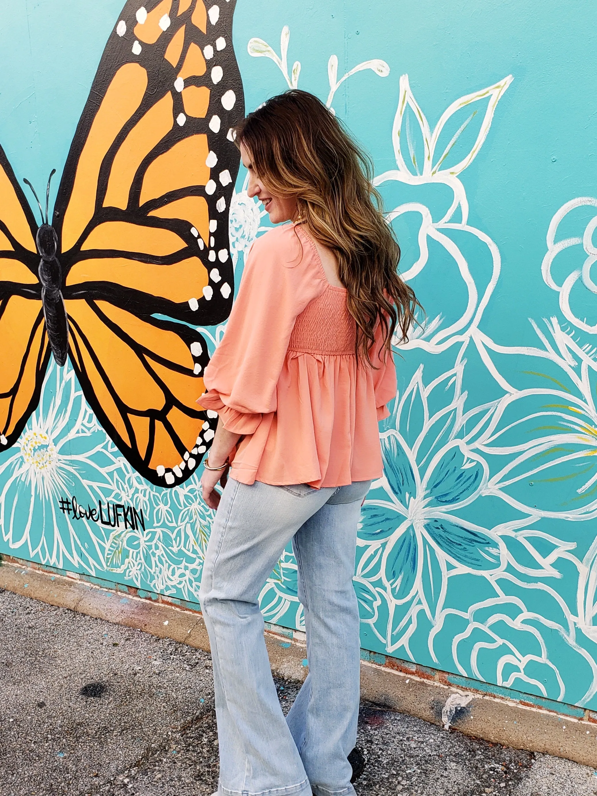 Flouce Top: Papaya