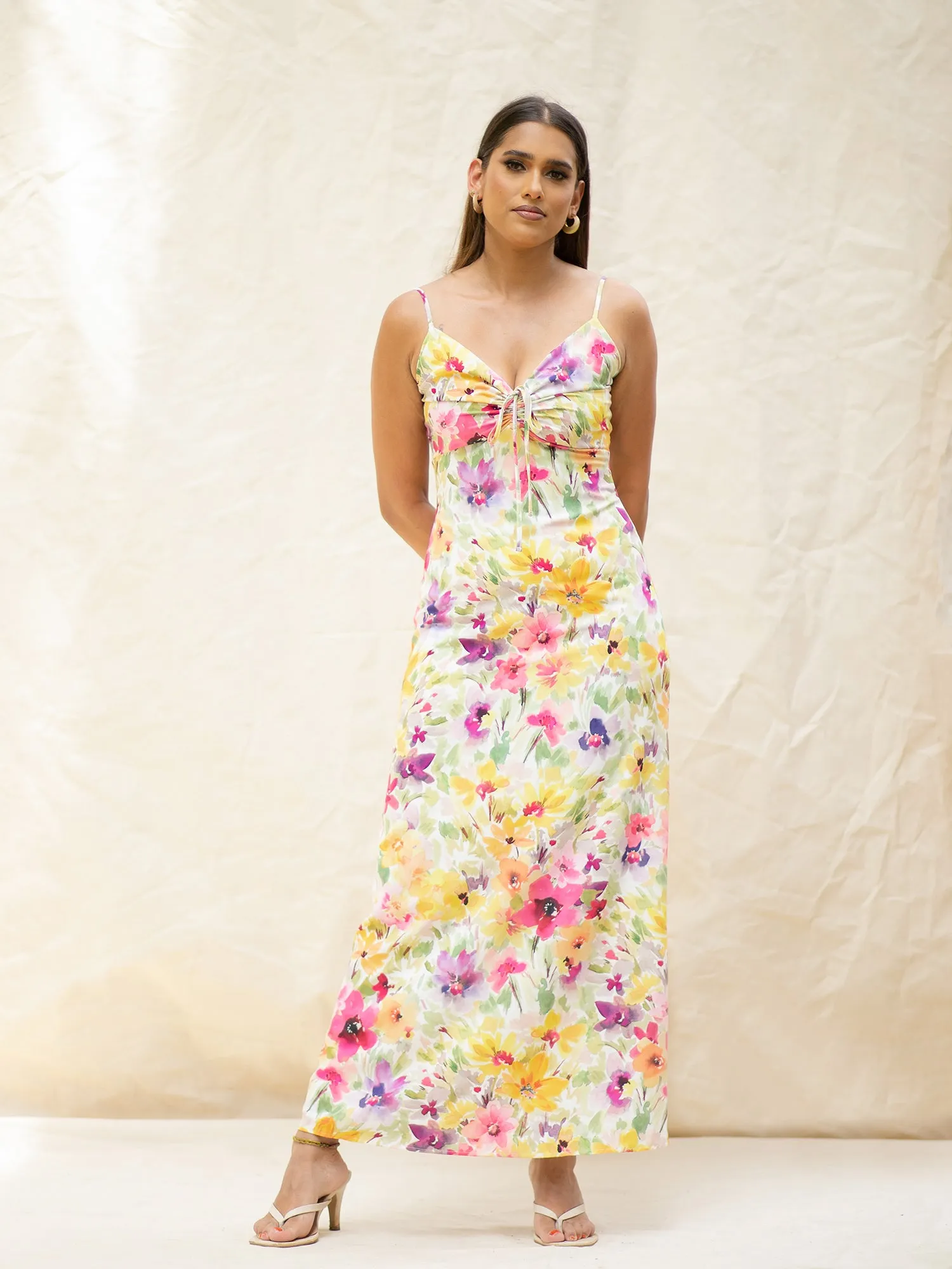 Front Ruched Maxi Dress