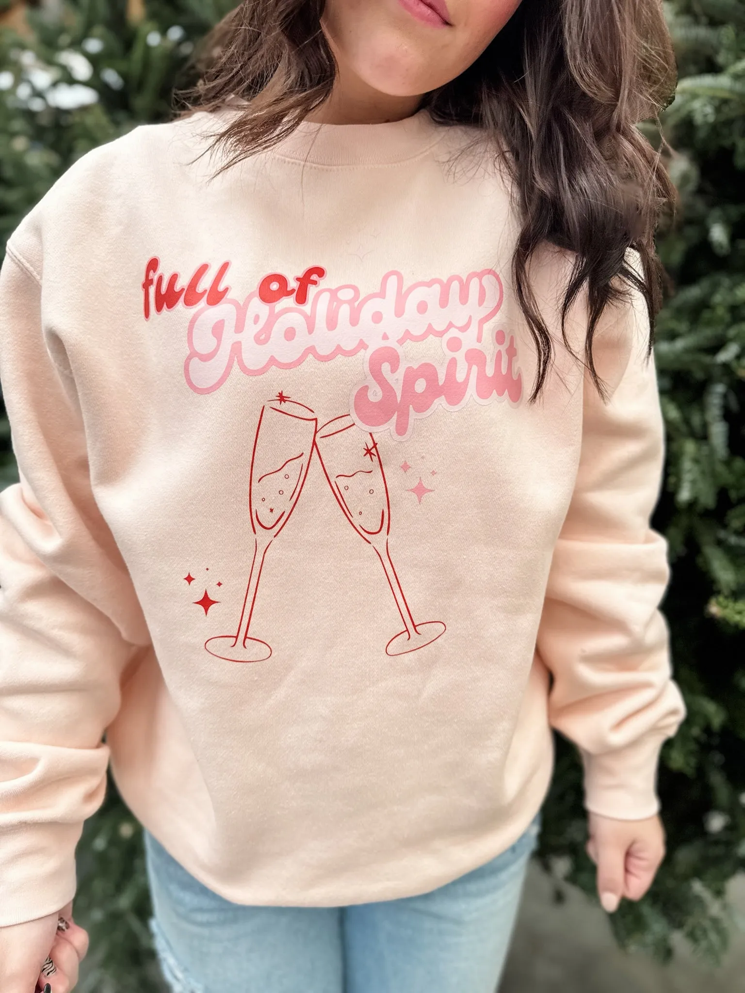 Full Of Holiday Spirit Crew - Pale Pink