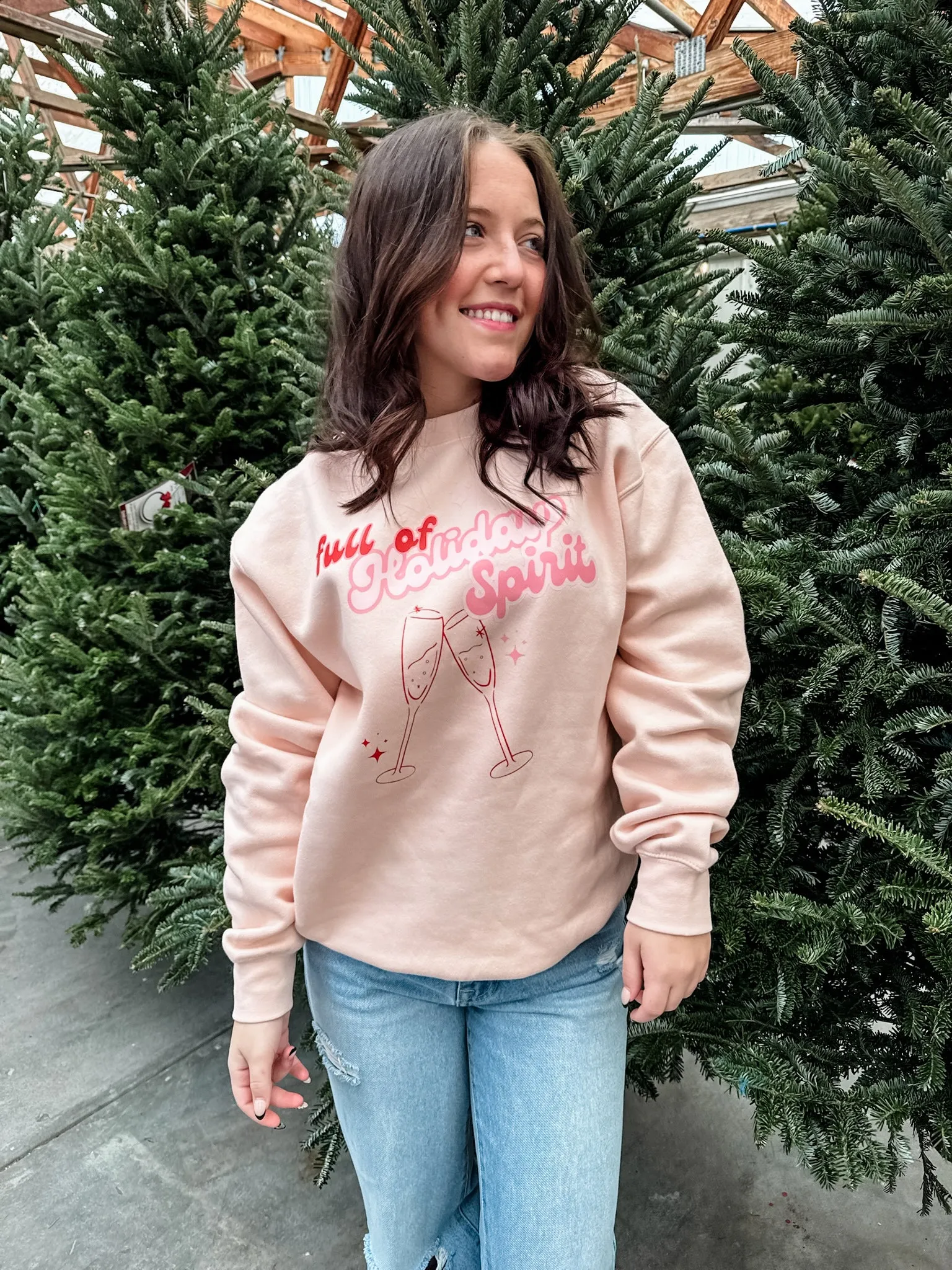 Full Of Holiday Spirit Crew - Pale Pink