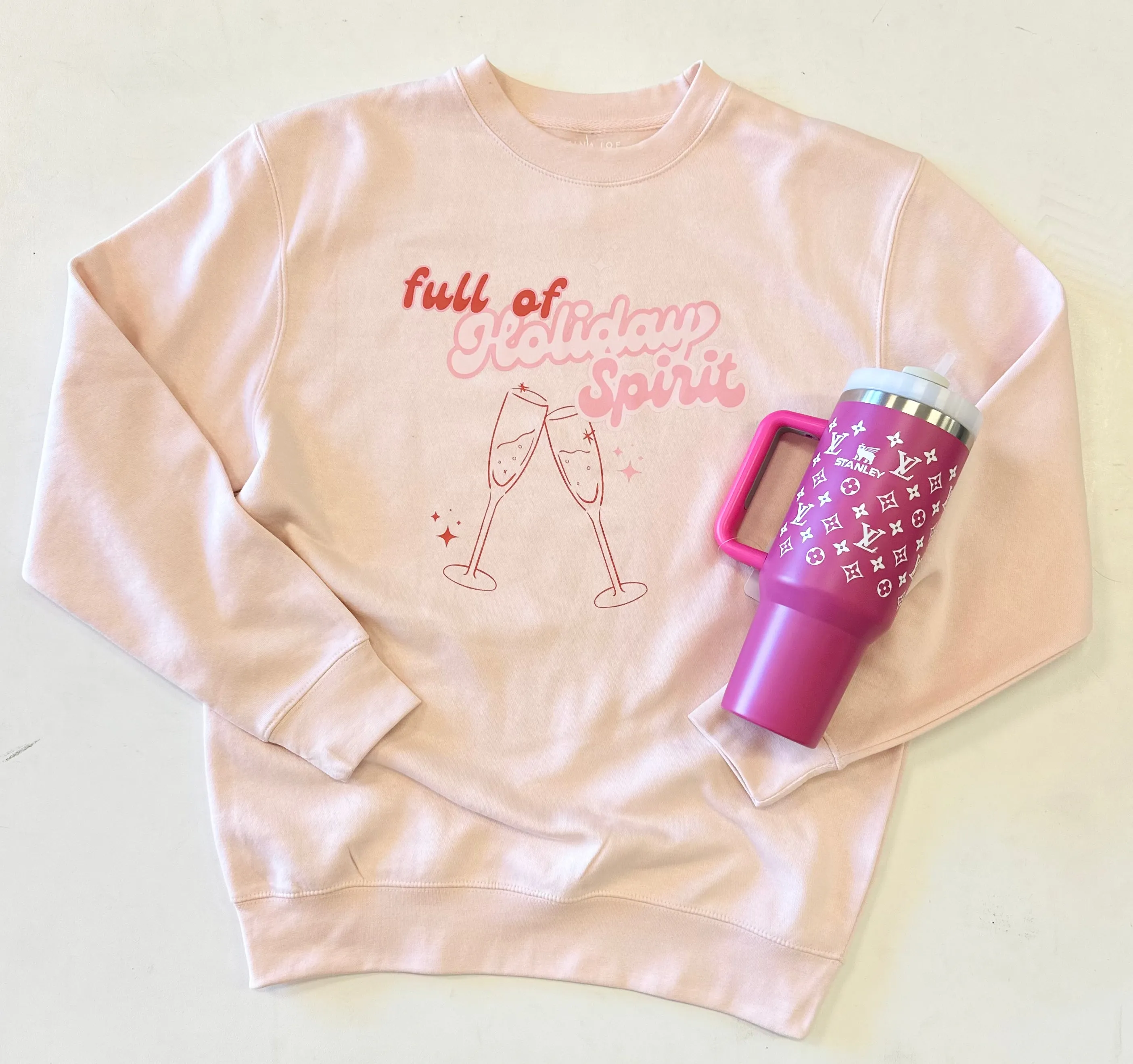 Full Of Holiday Spirit Crew - Pale Pink