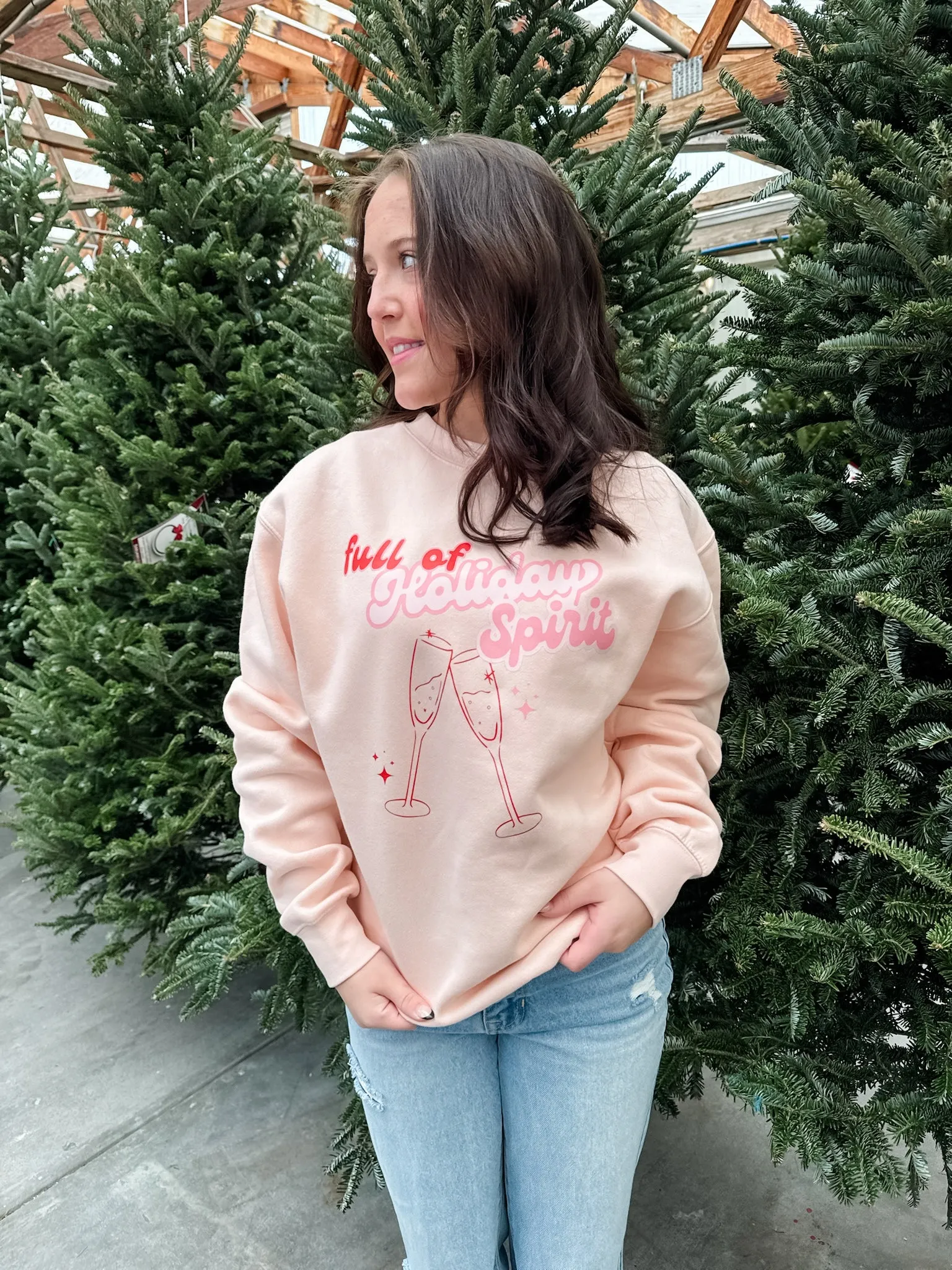 Full Of Holiday Spirit Crew - Pale Pink
