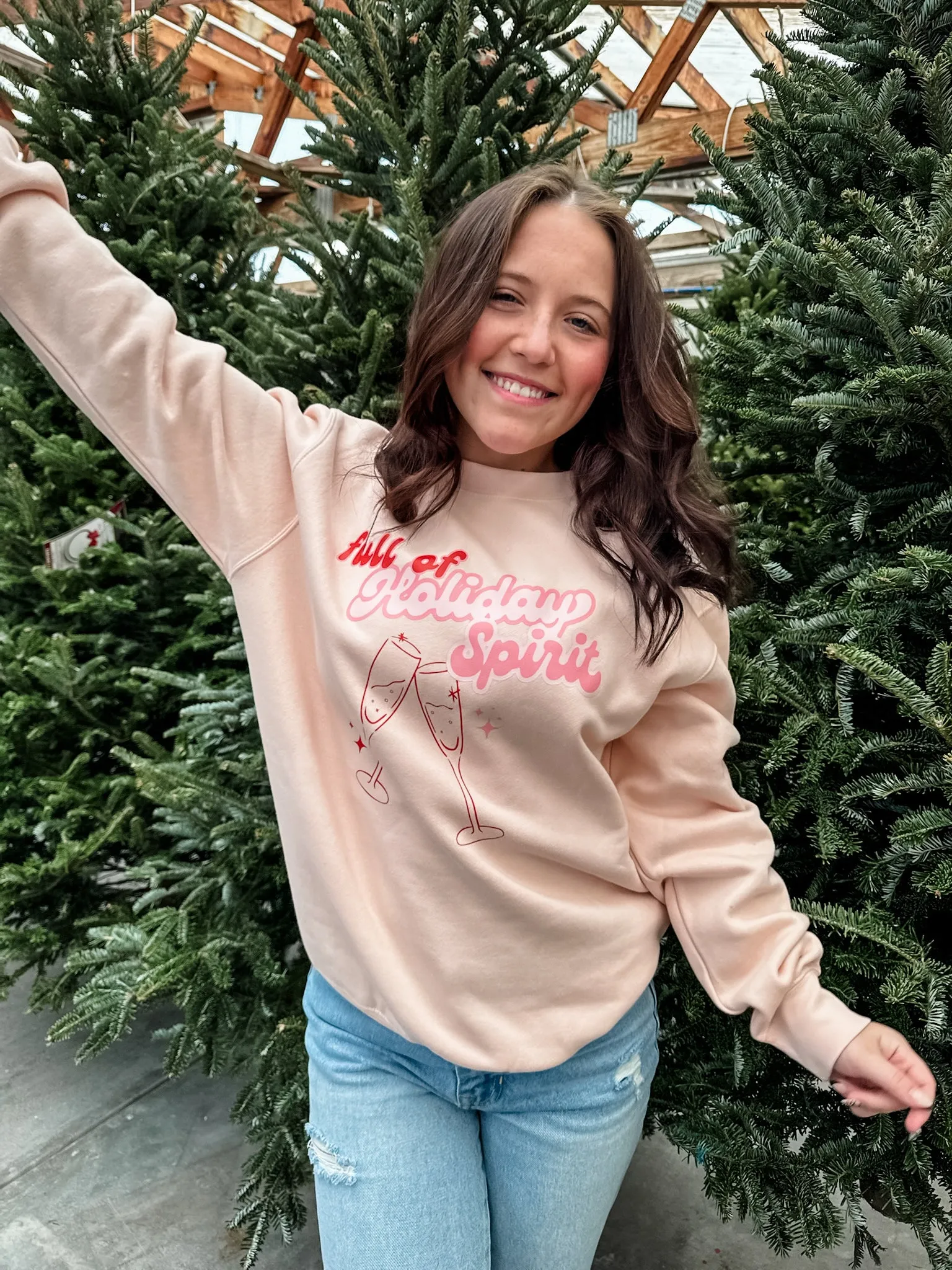 Full Of Holiday Spirit Crew - Pale Pink