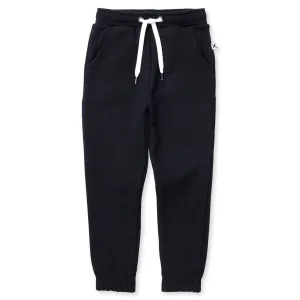 Furry Gathered Cuff Trackies - Black