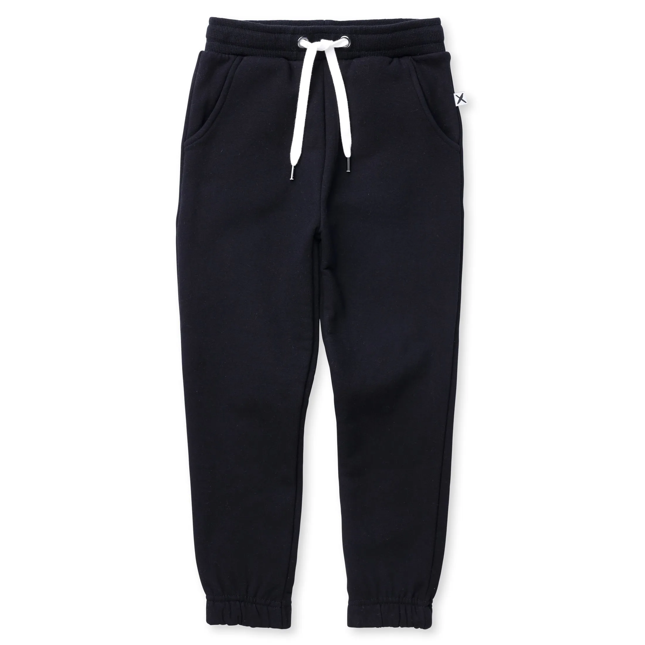 Furry Gathered Cuff Trackies - Black