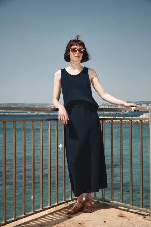 GILDA Long Skirt in Organic Cotton - Navy