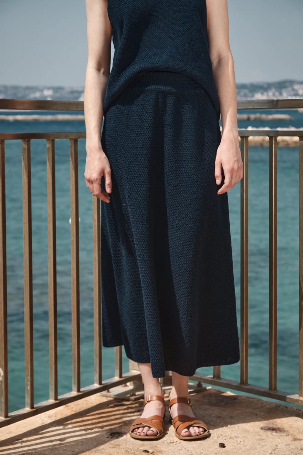 GILDA Long Skirt in Organic Cotton - Navy