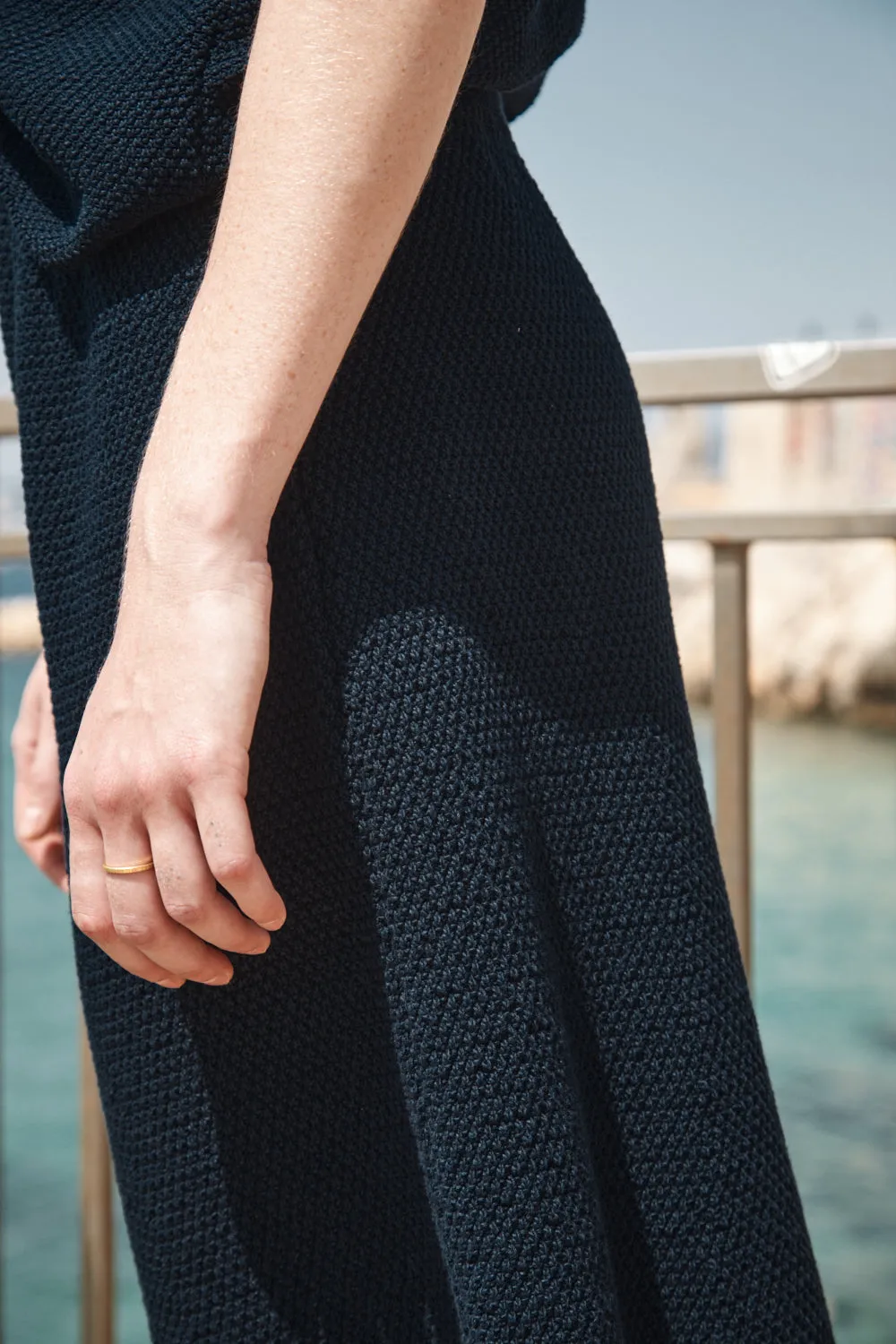 GILDA Long Skirt in Organic Cotton - Navy