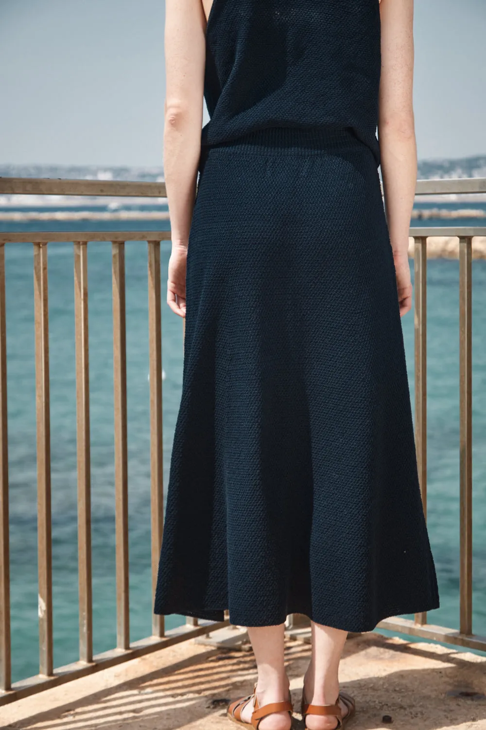 GILDA Long Skirt in Organic Cotton - Navy
