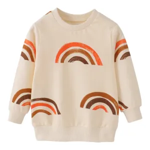 Girls Rainbow Print Cotton Sweatshirt - Ivory