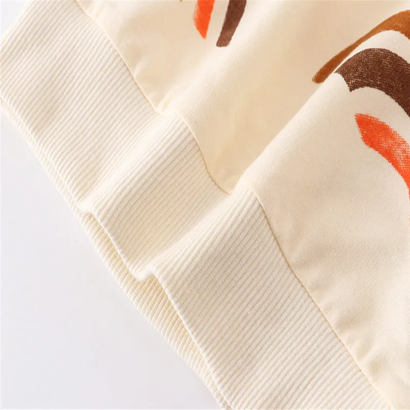 Girls Rainbow Print Cotton Sweatshirt - Ivory