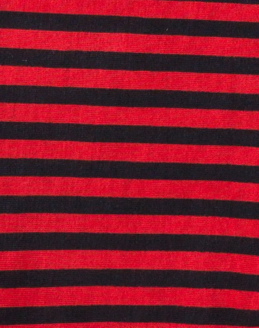 Goce Crop Top in Mini Stripe Red and Black