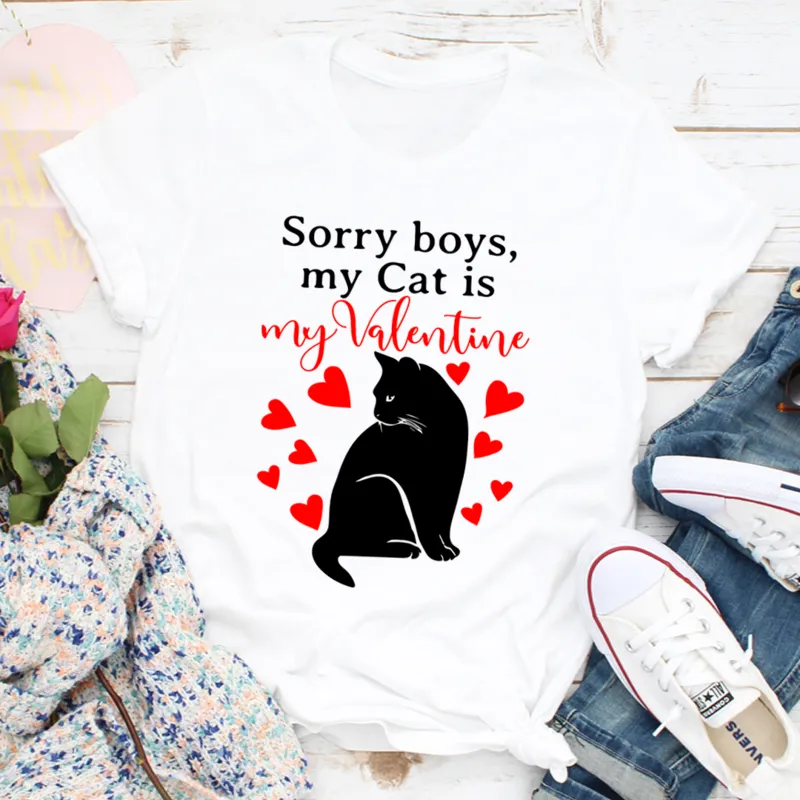 Graphic T-Shirts Sorry Boys My Cat Is My Valentine Tee