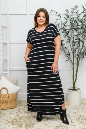 Hazel Blues® | Striped Maxi Dress In Black