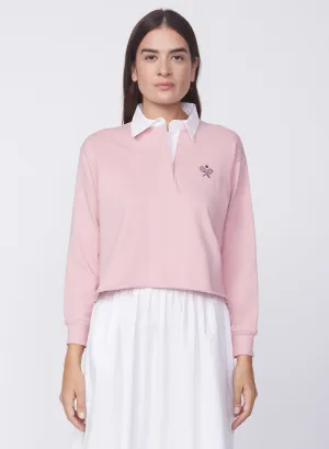 HEAVY RIBBED JERSEY GRAPHIC CROPPED POLO