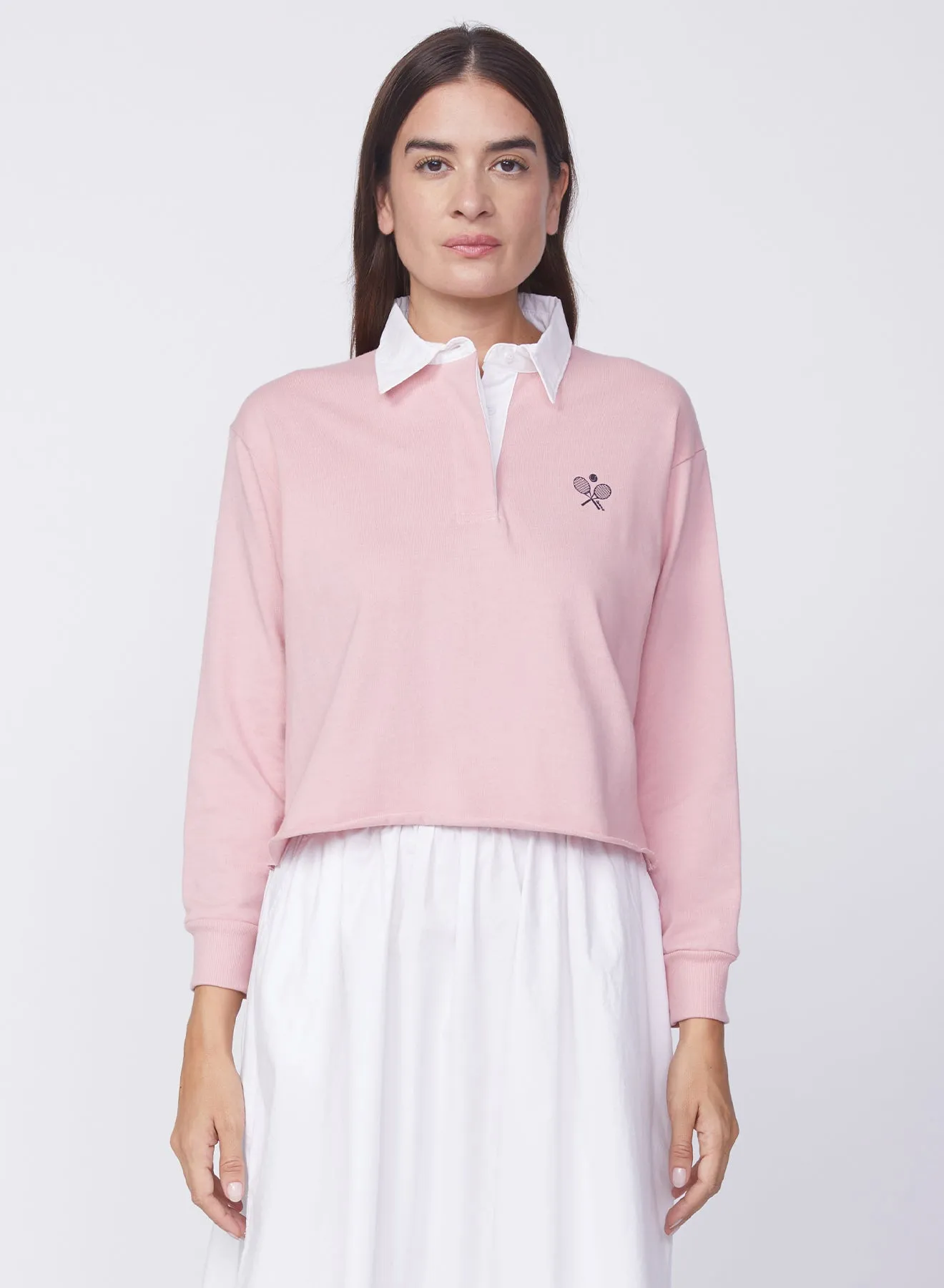 HEAVY RIBBED JERSEY GRAPHIC CROPPED POLO