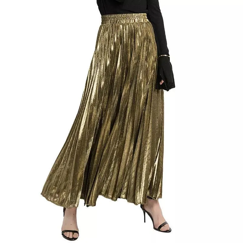 High waist A-line pleated Skirt